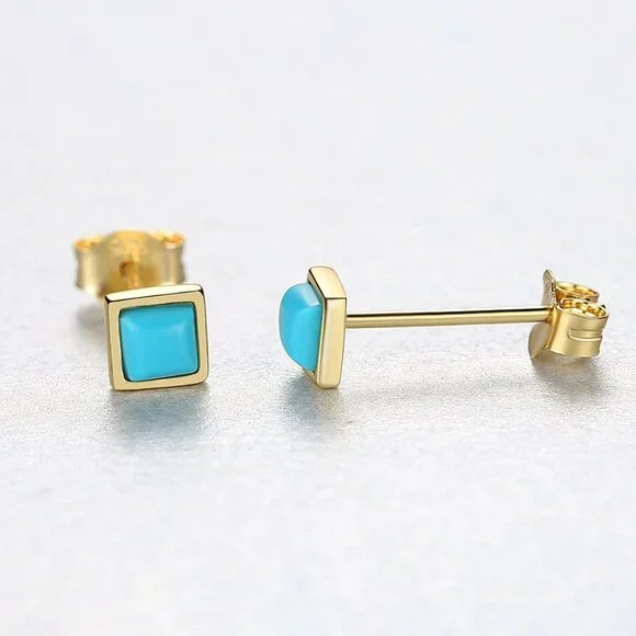3mm Sterling Silver Square Opal Stud Earrings - Picture 6 of 6